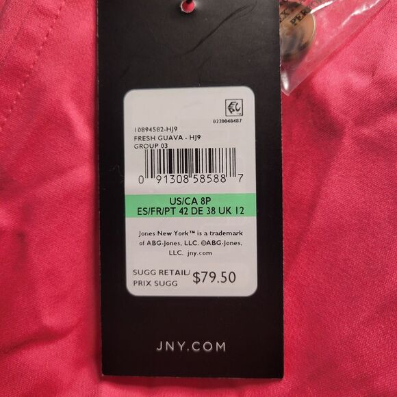 Jones New York Fresh Guava Pink Trousers Size 8P - Picture 3 of 7